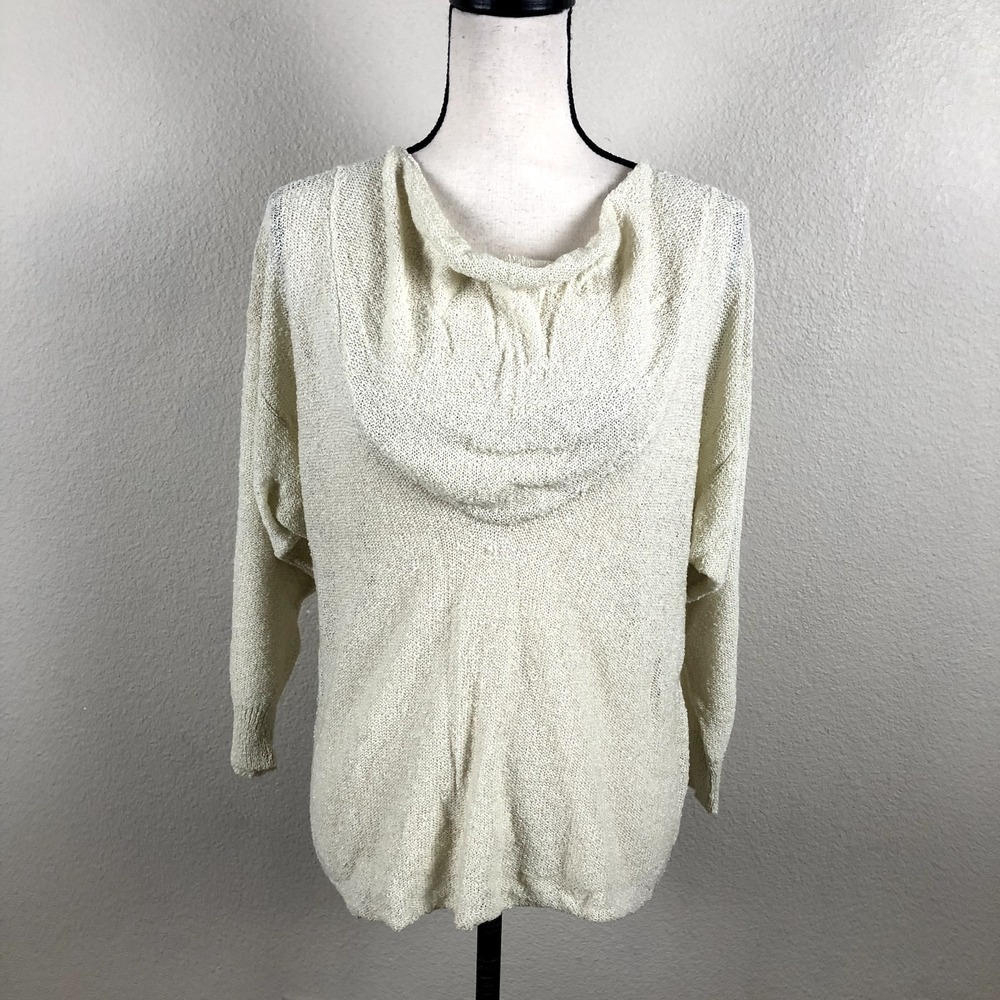 Campus Casuals Shirt Sweater Womens Large Off White Knit Loose Neck Sheer Casual - Picture 8 of 16